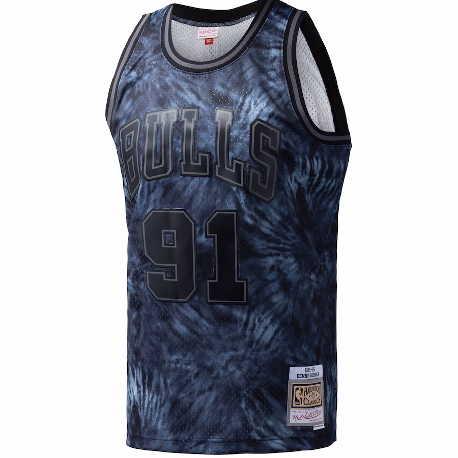 Dennis Rodman Chicago Bulls Mitchell & Ness Hardwood Classics 1995/96 Tie-Dye Swingman-Jersey - Schwarz