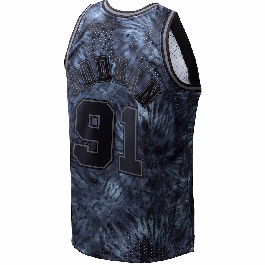 Dennis Rodman Chicago Bulls Mitchell & Ness Hardwood Classics 1995/96 Tie-Dye Swingman-Jersey - Schwarz