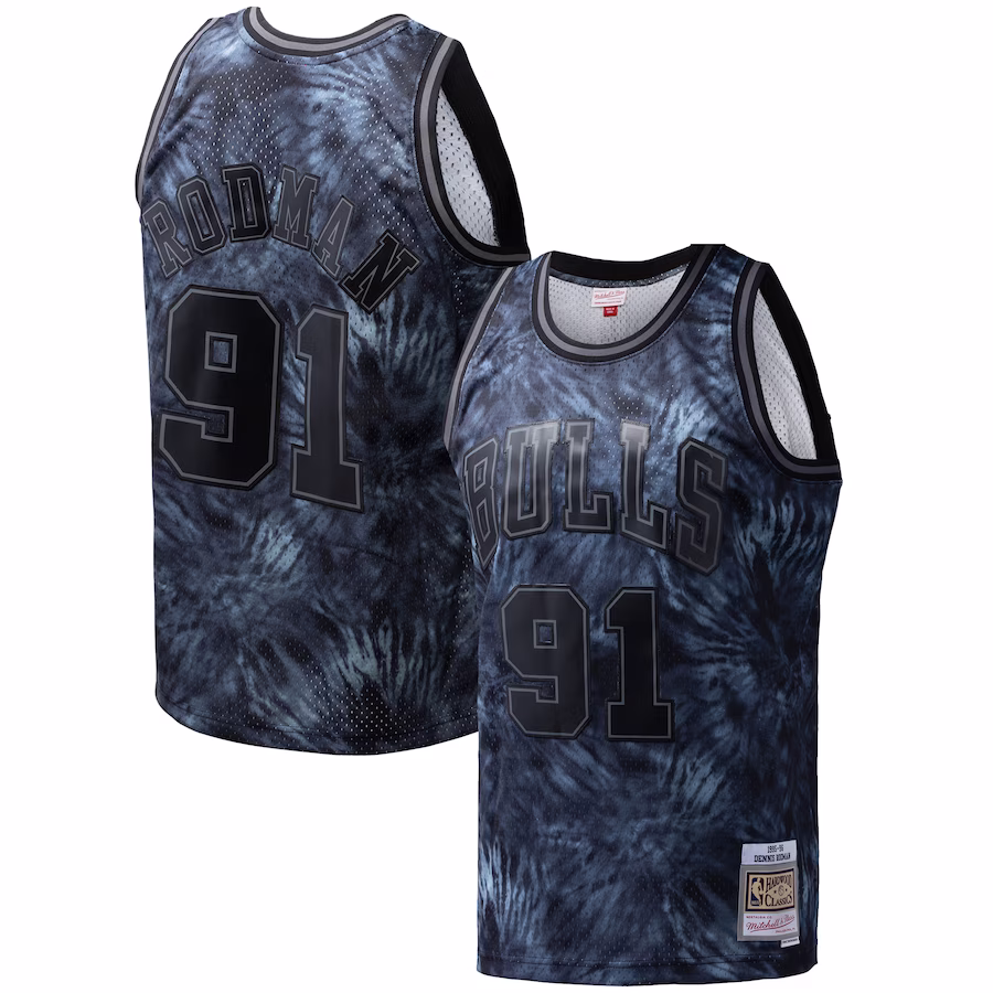 Dennis Rodman Chicago Bulls Mitchell & Ness Hardwood Classics 1995/96 Tie-Dye Swingman-Jersey - Schwarz