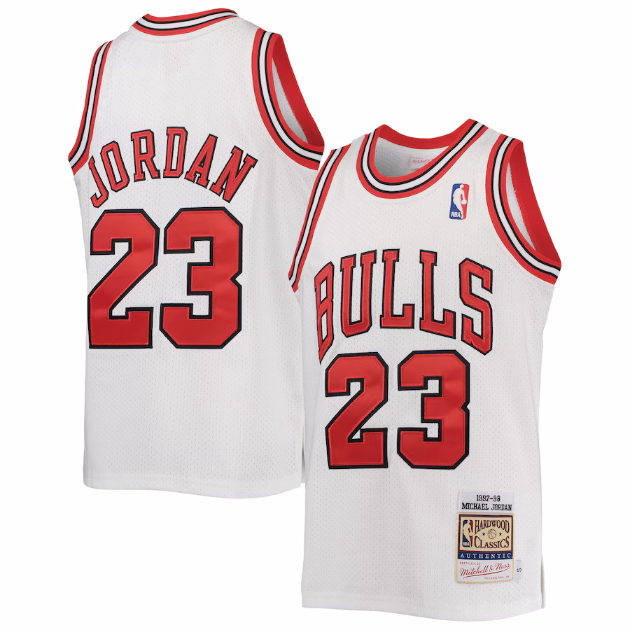 Michael Jordan Maglia Hardwood Classics 1997/98 per giovani dei Chicago Bulls Mitchell & Ness - Bianco