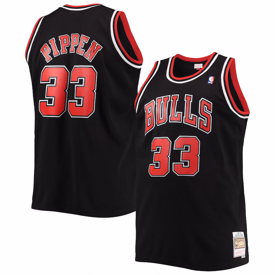 Scottie Pippen Maglia Swingman Hardwood Classics Big & Tall (Grandi e Alto-Statura) dei Chicago Bulls Mitchell & Ness - Nero
