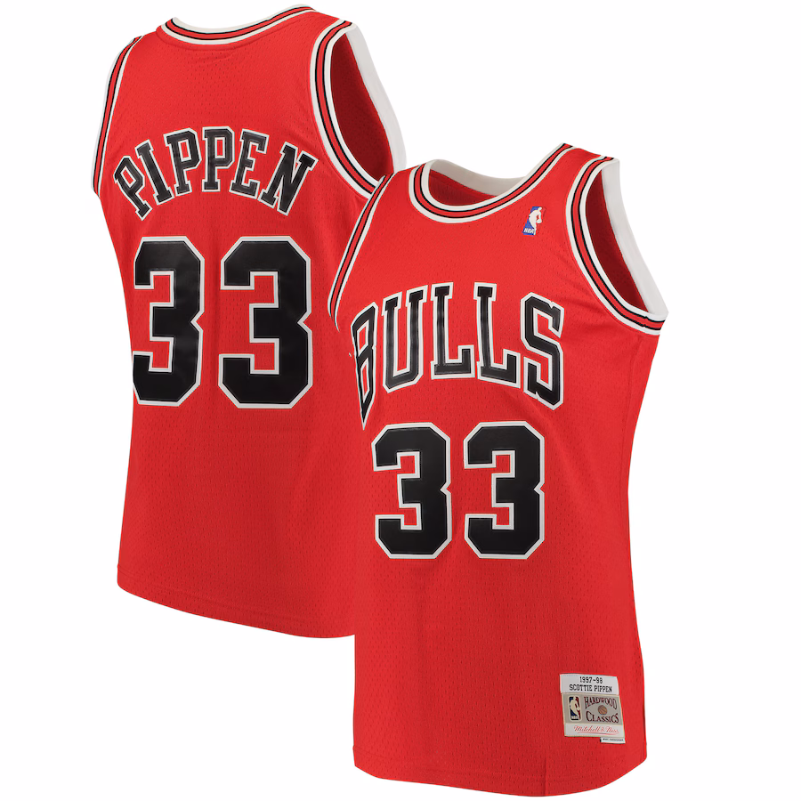 Scottie Pippen Maglia Swingman Hardwood Classics 1997/98 Big & Tall (Grandi e Alto-Statura) dei Chicago Bulls Mitchell & Ness - Rosso