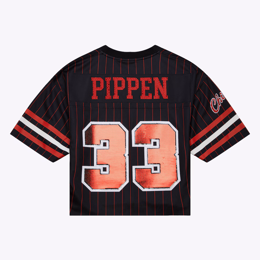 Scottie Pippen Chicago Bulls Mitchell & Ness x DANNIJO Damen gekürzte Mode-Fußballtrikot - Schwarz
