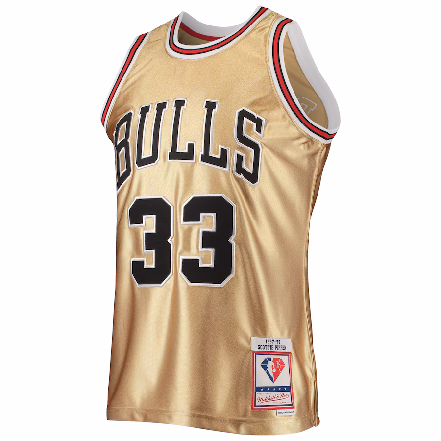 Scottie Pippen Chicago Bulls Mitchell & Ness 75. Jahrestag 1997/98 Klassisches Hardwood-Jersey - Gold
