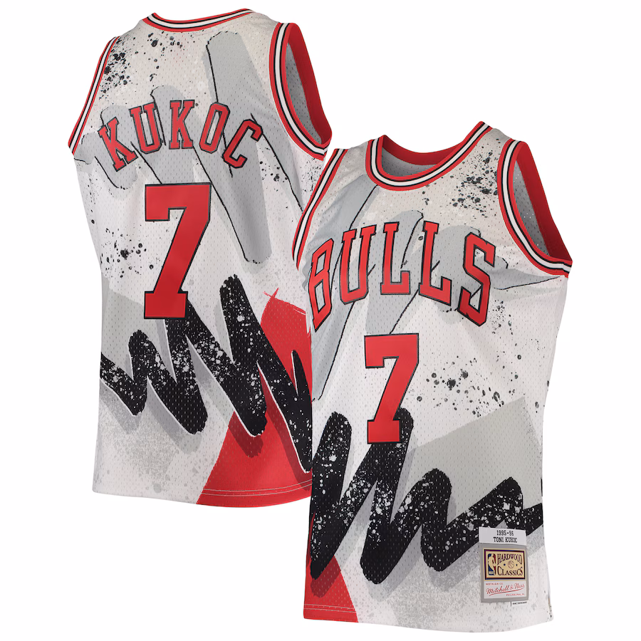 Toni Kukoč Maglia Swingman Hyper Hoops Hardwood Classics 1995/96 dei Chicago Bulls Mitchell & Ness - Bianco