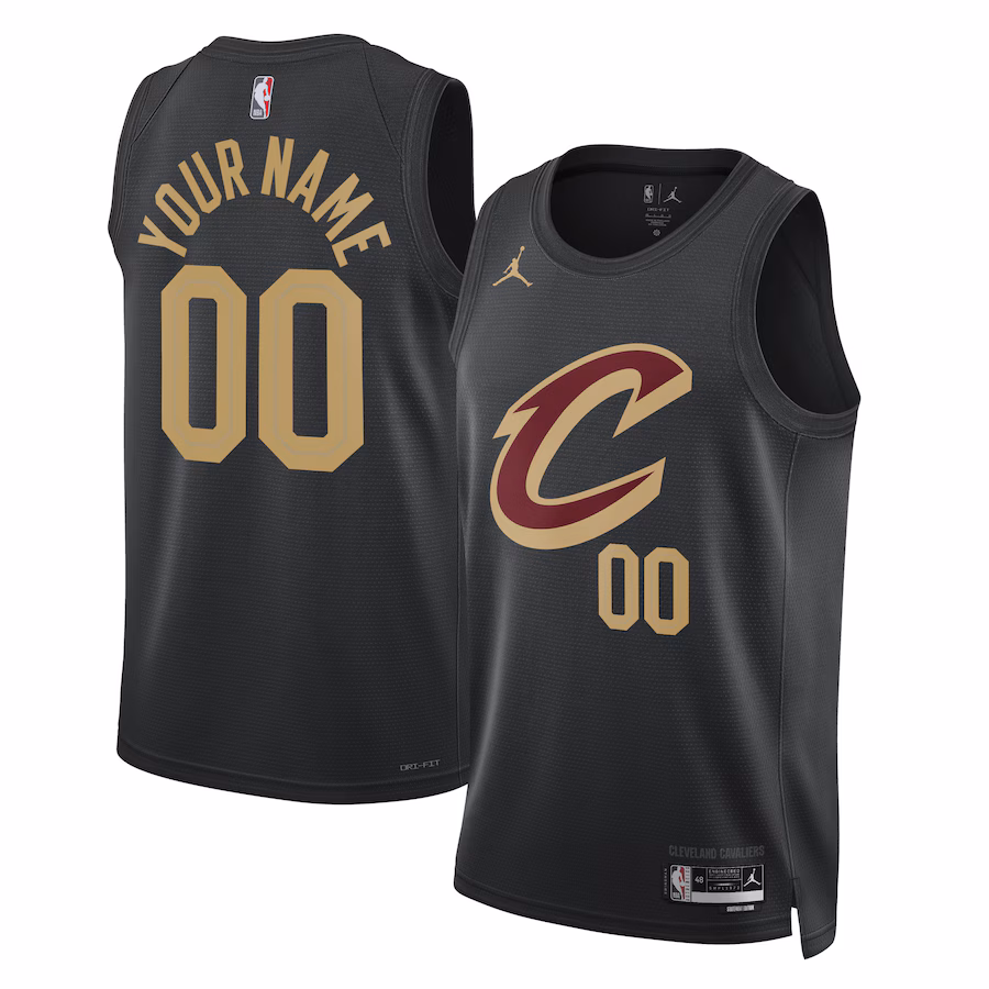 Maglia personalizzata per gli appassionati della stagione 2022/23 Unisex della marca Jordan dei Cleveland Cavaliers - Edizione Dichiarazione - Nero