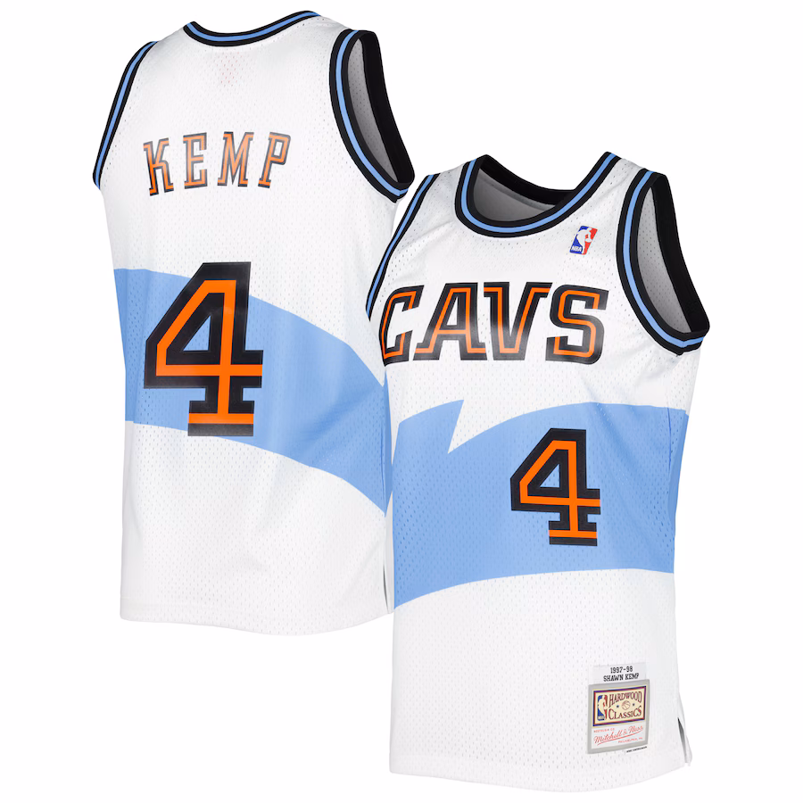 Shawn Kemp Maglia Swingman Hardwood Classics Mitchell & Ness dei Cleveland Cavaliers - Bianco
