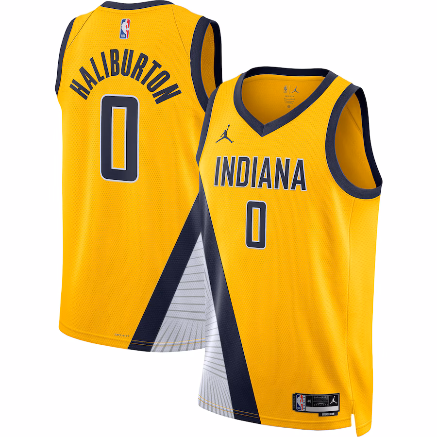 Tyrese Haliburton, Maglia Swingman unisex di Jordan Brand degli Indiana Pacers - Edizione Dichiarazione - Oro