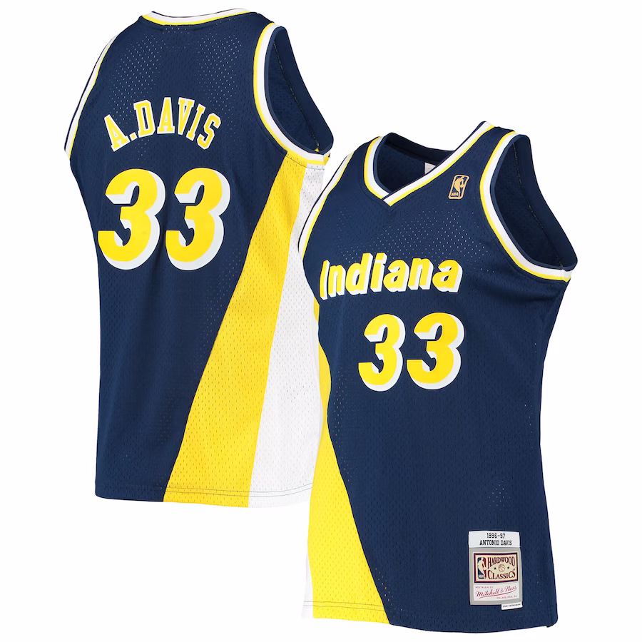 Antonio Davis, Maglia Swingman Hardwood Classics 1996/97 di Mitchell & Ness degli Indiana Pacers - Blu marinaio