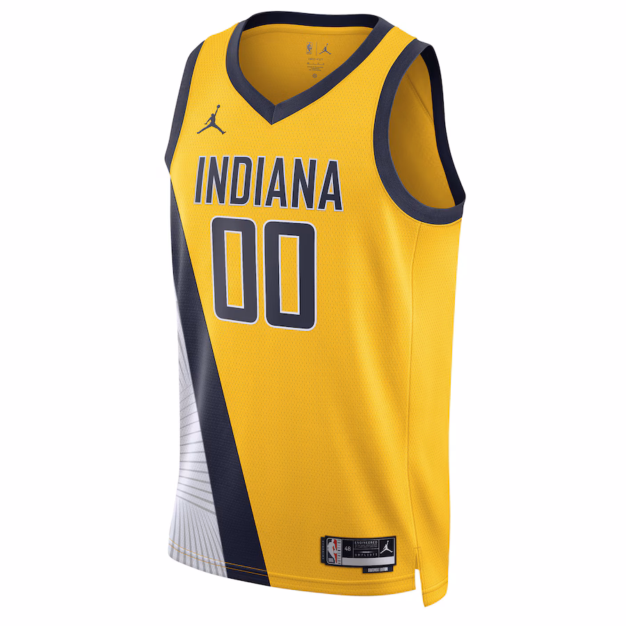 Indiana Pacers Marque Jordan Maillot Swingman personnalisé unisexe pour la saison 2022/23 - Édition Déclaration - Jaune