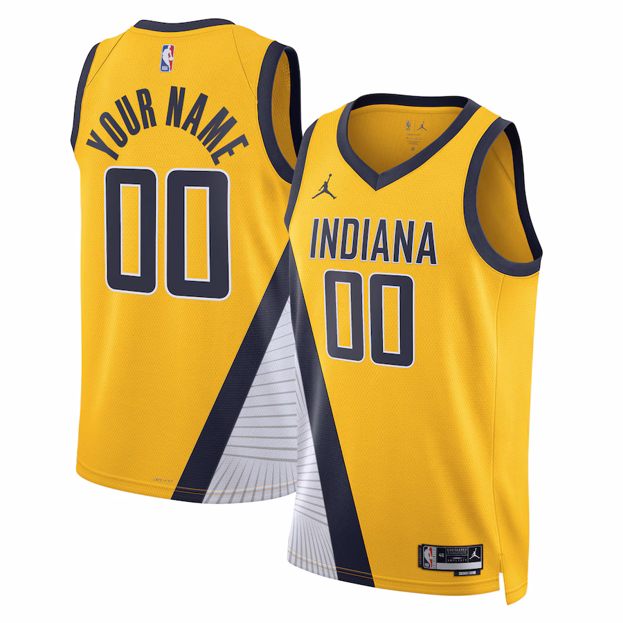 Indiana Pacers Marca Jordan Maglia Swingman personalizzata unisex per la stagione 2022/23 - Edizione Dichiarazione - Giallo