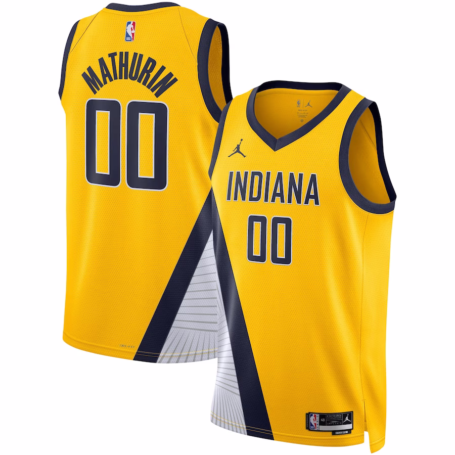Bennedict Mathurin, Maglia Swingman per uomini e donne della marca Jordan degli Indiana Pacers - Edizione Dichiarazione - Oro