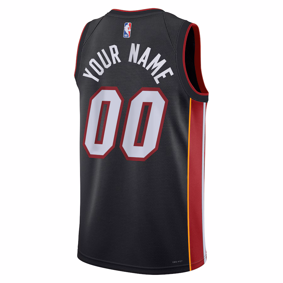 Miami Heat Maillot Swingman personnalisé uni-sexe - Édition Icône - Noir