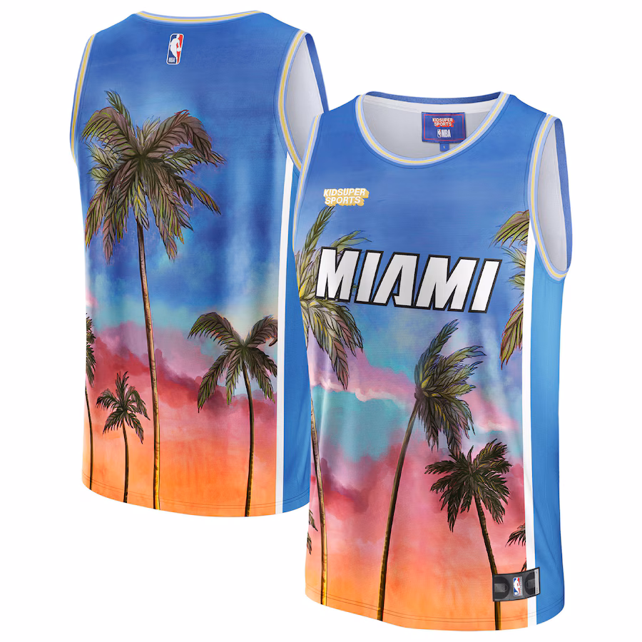 Miami Heat NBA et KidSuper Studios Maillot de domicile uni-sexe - Bleu