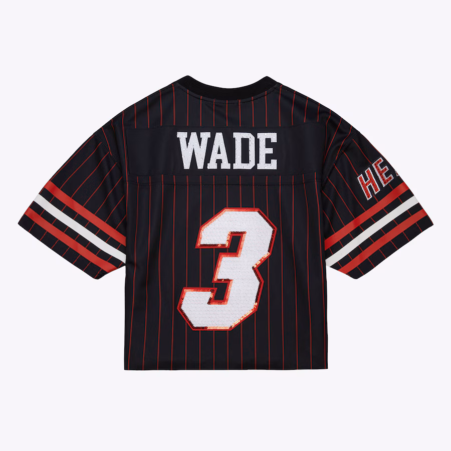 Dwyane Wade, Miami Heat Mitchell & Ness x DANNIJO Damen kurzer Stil Mode Fußballtrikot - Schwarz