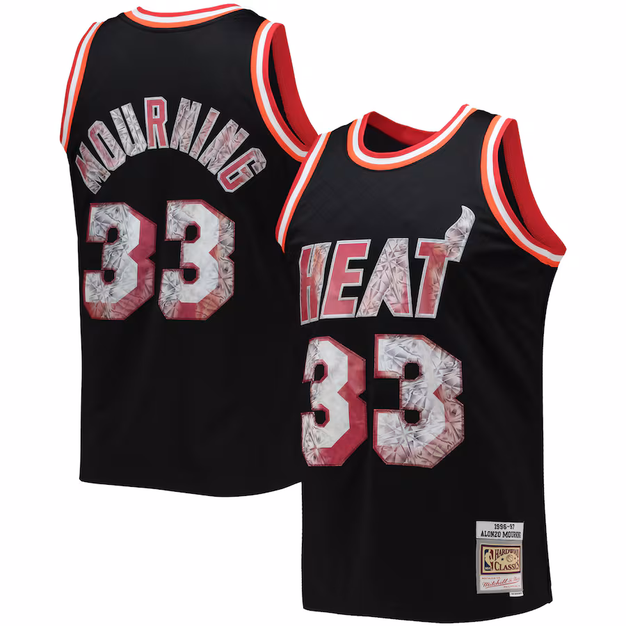Maglia Alonzo Mourning Miami Heat Mitchell & Ness 1996/97 Hardwood Classics 75° Anniversario NBA Diamond Swingman
