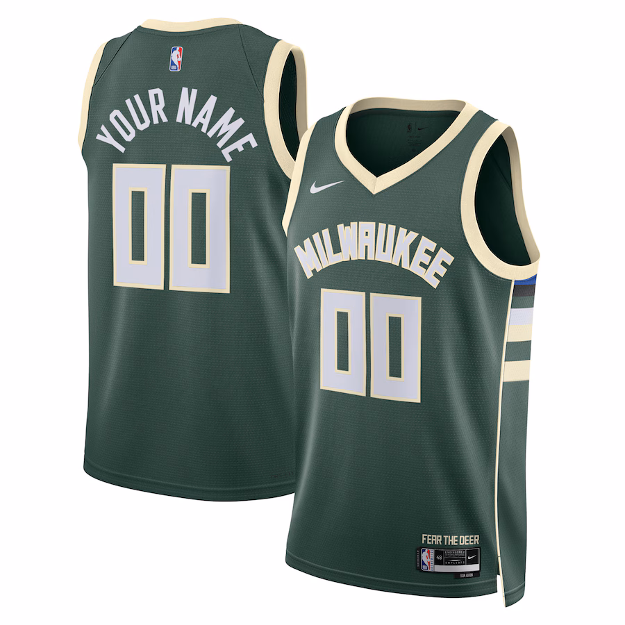 Milwaukee Bucks Camiseta Swingman personalizada unisex - Edición Ícono - Verde cazador