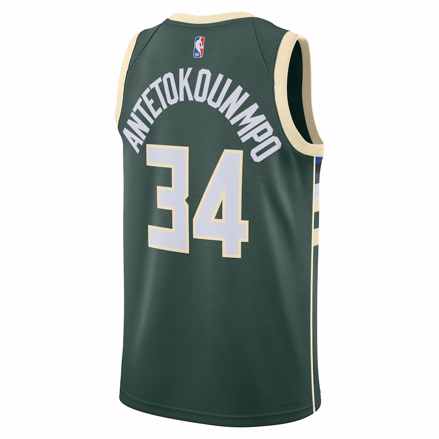 Giannis Antetokounmpo, Milwaukee Bucks Unisex Swingman-Trikot - Icon-Edition - Jägergrün