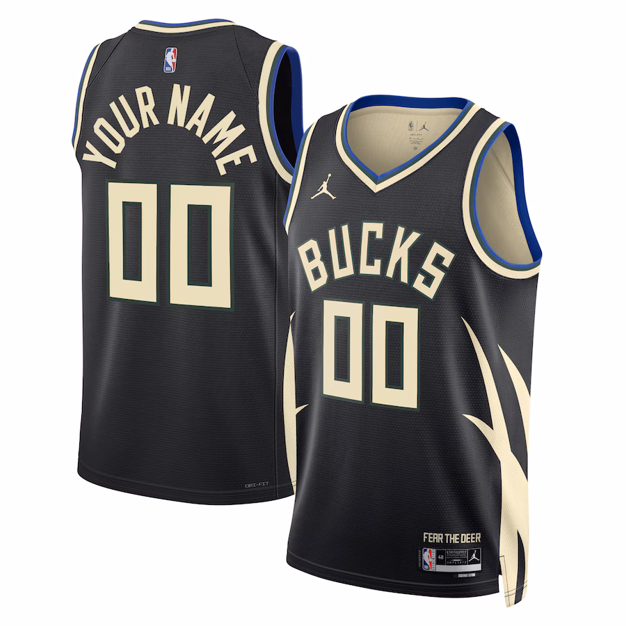 Milwaukee Bucks Jordan Brand Unisex Swingman maßgeschneidertes Trikot der Saison 2022/23 - Statement-Edition - Schwarz