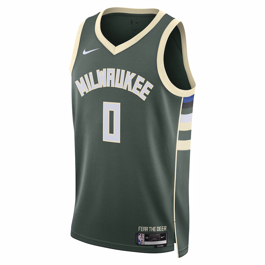 Damian Lillard, Maglia Swingman unisex dei Milwaukee Bucks - Edizione Icona - Verde cacciatore