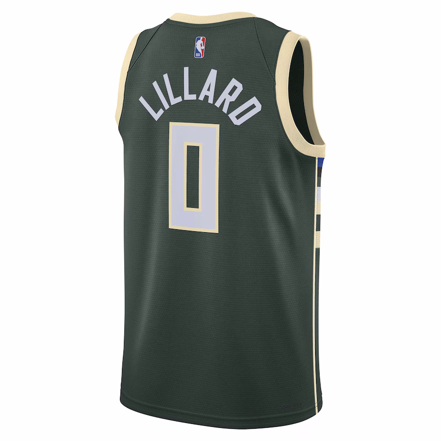 Damian Lillard, Maglia Swingman unisex dei Milwaukee Bucks - Edizione Icona - Verde cacciatore