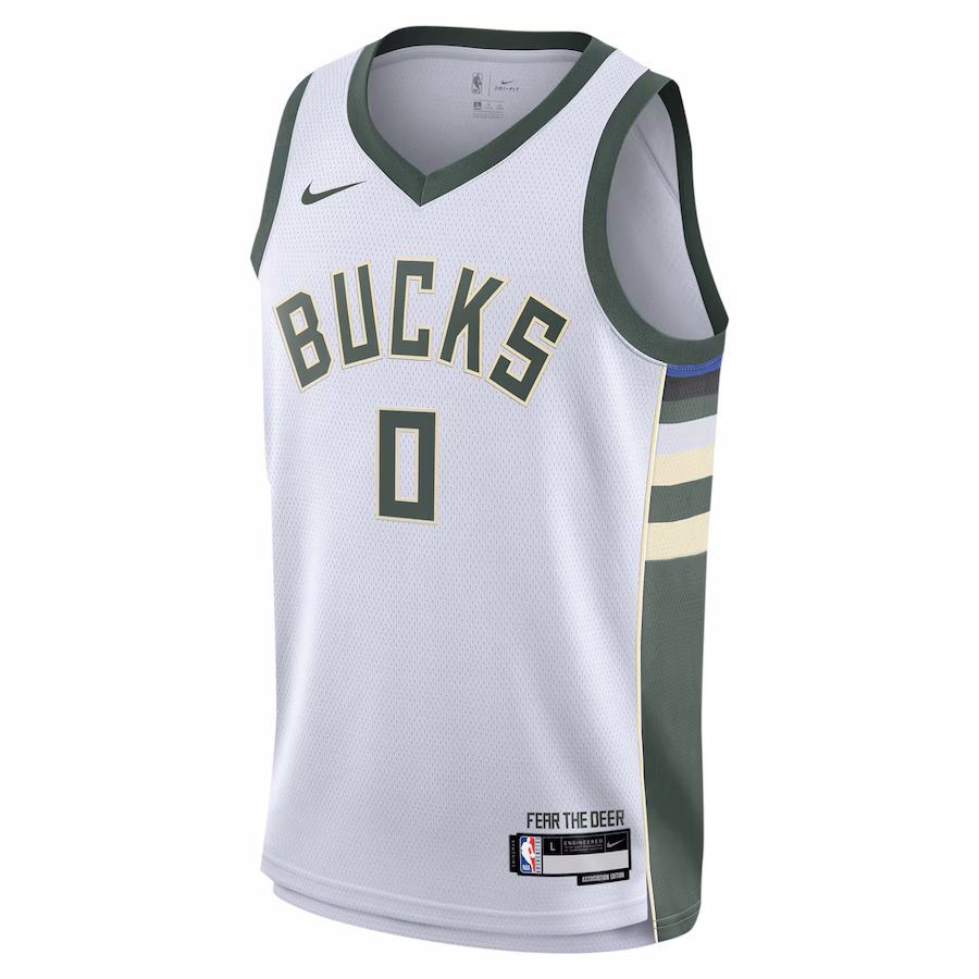 Damian Lillard, Milwaukee Bucks Jugend Swingman-Trikot - Association-Edition - Weiß