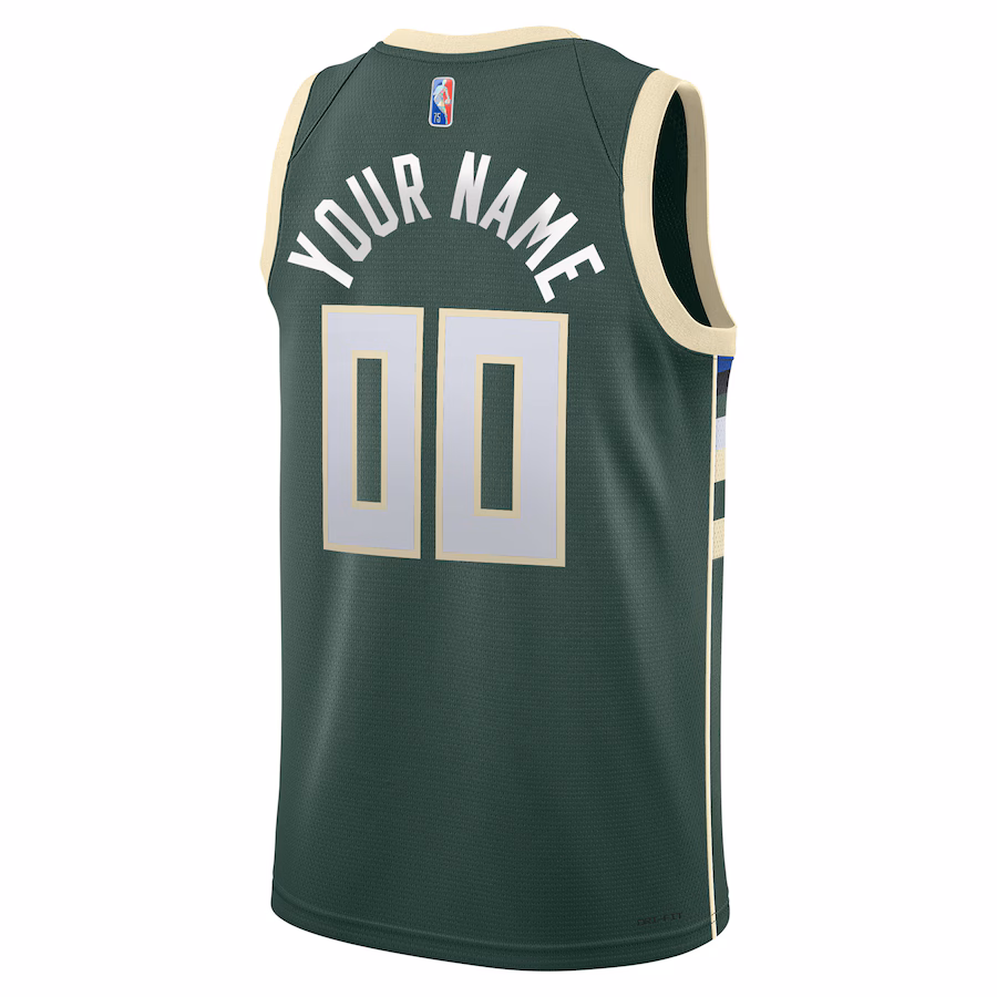 Maillot personnalisé Diamond Swingman des Milwaukee Bucks pour 2021/22 - Édition Icône - Vert chasseur
