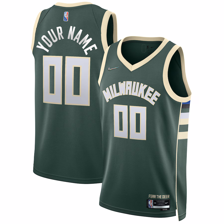 Milwaukee Bucks 2021/22 Diamond Swingman maßgeschneidertes Trikot - Icon-Edition - Jägergrün