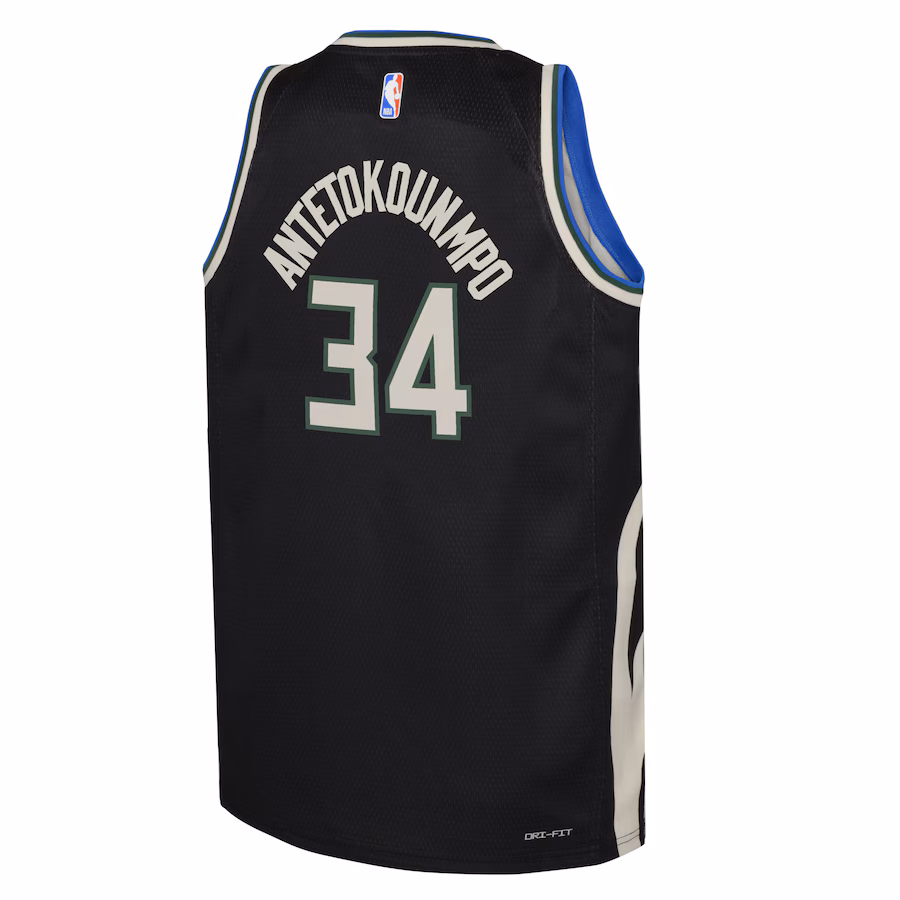 Giannis Antetokounmpo, Milwaukee Bucks Jordan Brand Jugend Swingman-Trikot - Statement-Edition - Schwarz