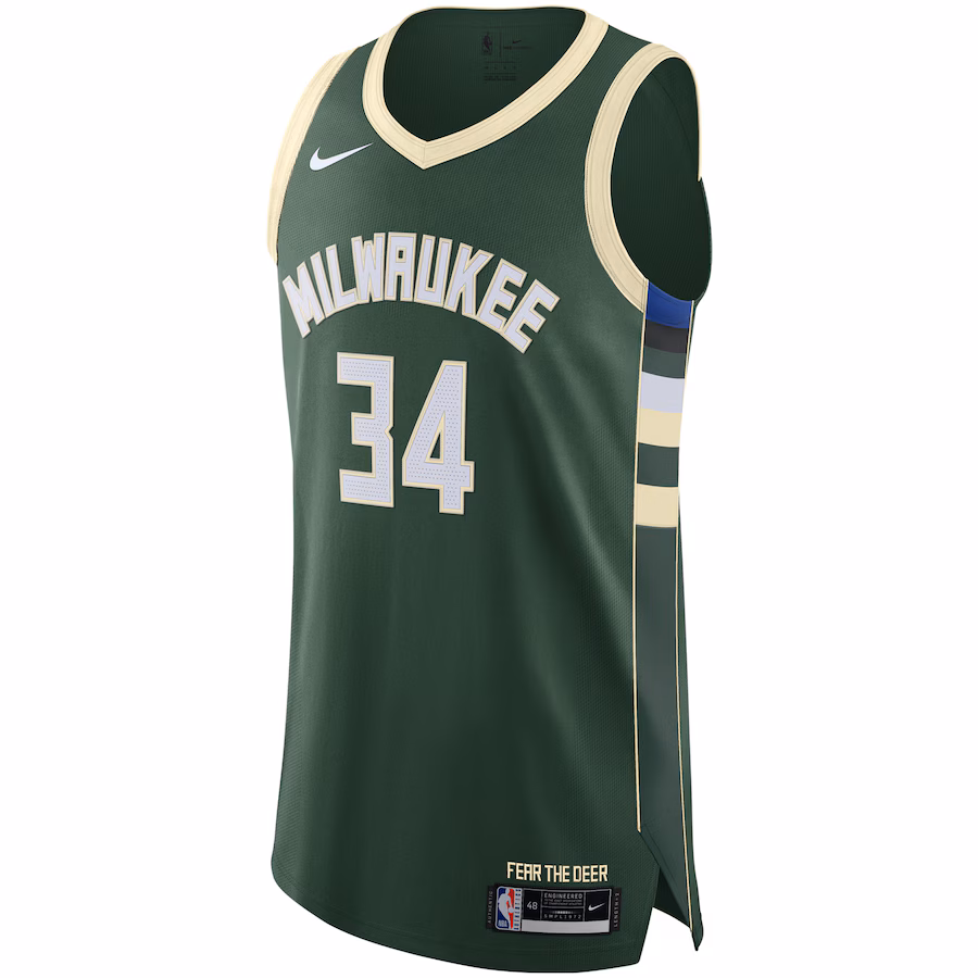 Giannis Antetokounmpo, Milwaukee Bucks Echtes Trikot - Icon-Edition - Jägergrün