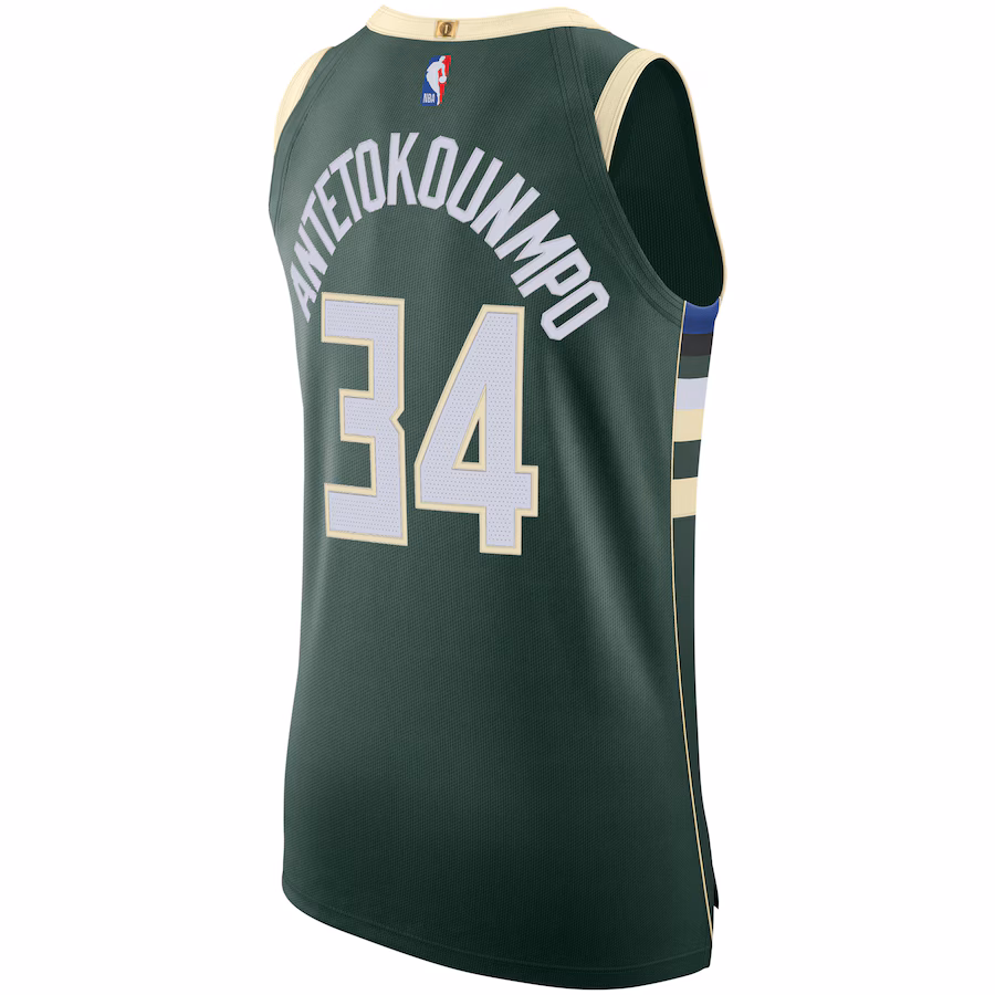 Giannis Antetokounmpo, Milwaukee Bucks Echtes Trikot - Icon-Edition - Jägergrün