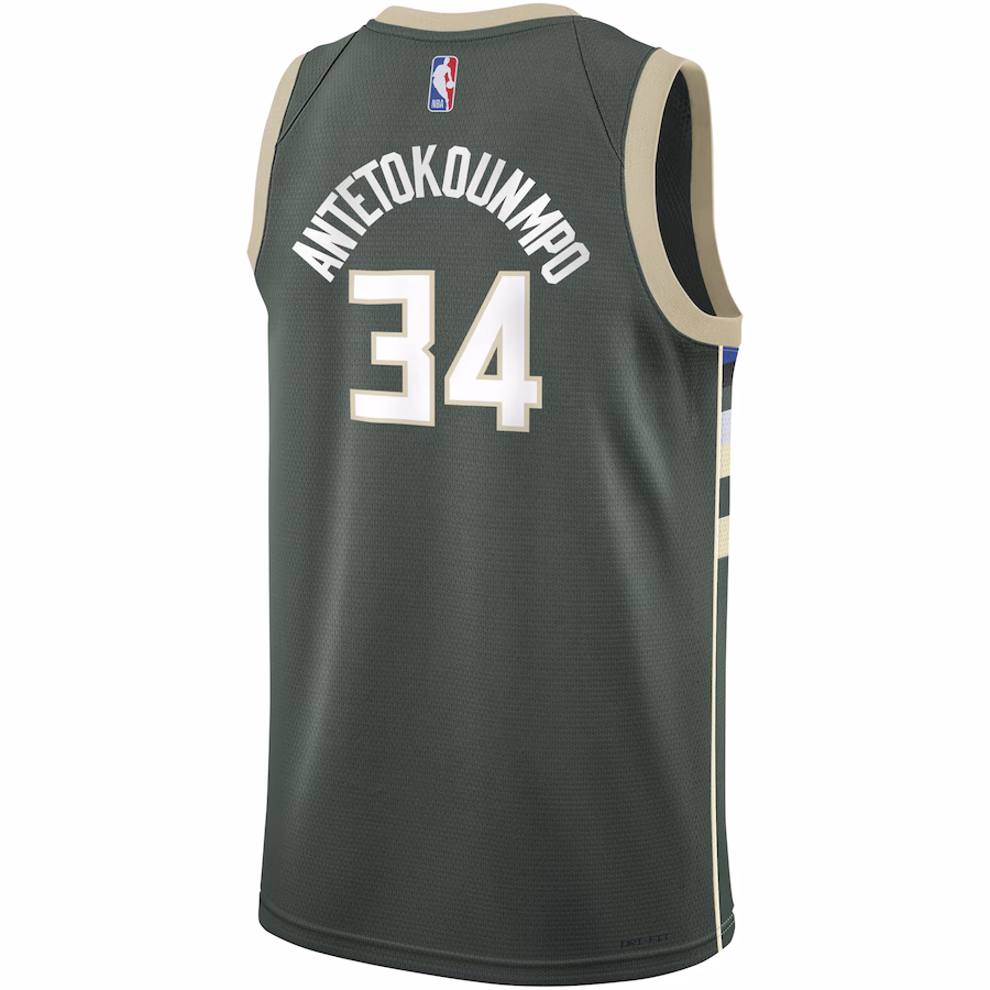 Giannis Antetokounmpo, Maillot Swingman pour la jeunesse des Milwaukee Bucks - Édition Icône - Vert chasseur