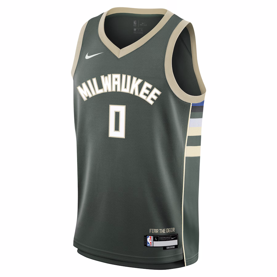 Damian Lillard, Maillot Swingman pour la jeunesse des Milwaukee Bucks - Édition Icône - Vert chasseur