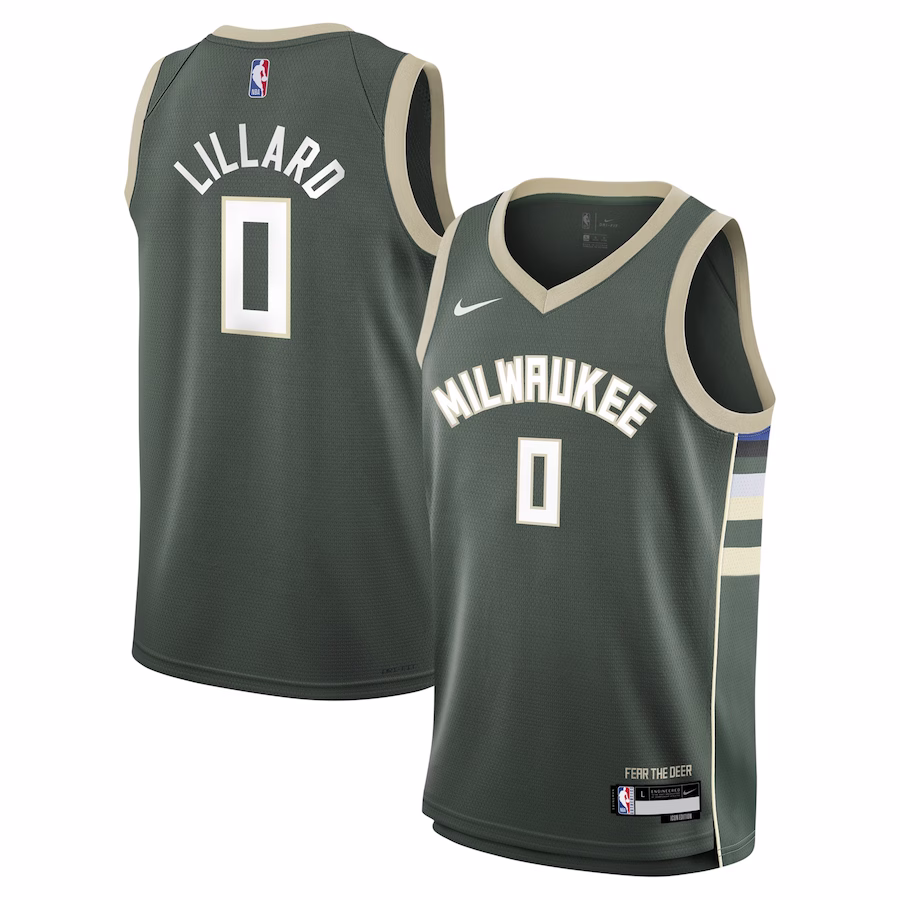 Damian Lillard, Milwaukee Bucks Jugend Swingman-Trikot - Icon-Edition - Jägergrün