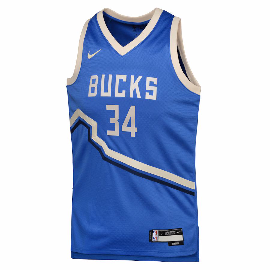 Camiseta juvenil City Edition Milwaukee Bucks Giannis Antetokounmpo 2024/25