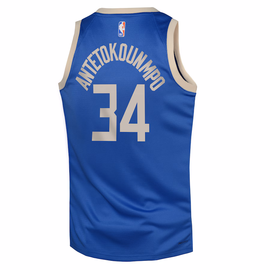 Camiseta juvenil City Edition Milwaukee Bucks Giannis Antetokounmpo 2024/25