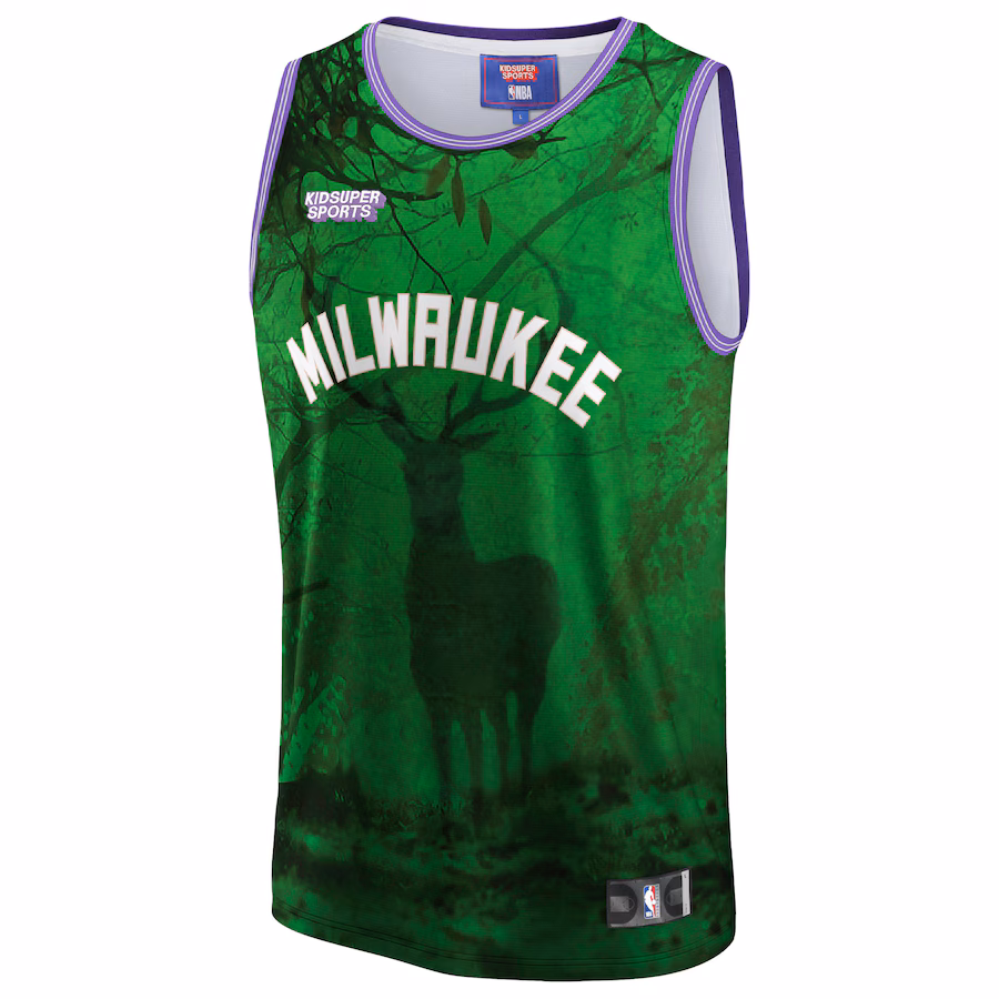 Milwaukee Bucks, NBA e KidSuper Studios Maglia della città natale unisex - Verde