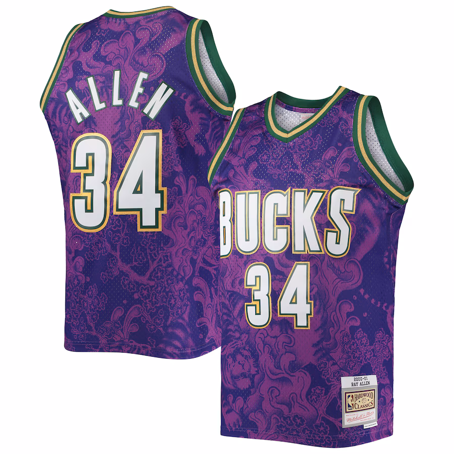 Ray Allen, Milwaukee Bucks Mitchell & Ness Hardwood Classics 2000/01 Mondneujahr Fan-Edition-Trikot - Lila