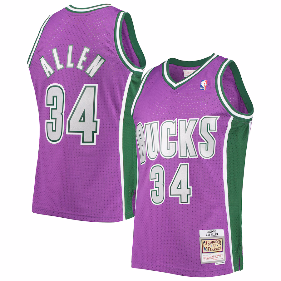 Ray Allen, Milwaukee Bucks Mitchell & Ness 2001/02 Hardwood Classics Swingman-Trikot - Lila