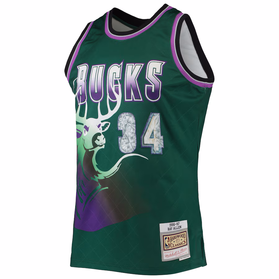 Maglia Diamond 75º anniversario NBA Hardwood Classics Mitchell & Ness Milwaukee Bucks Ray Allen 1996/97
