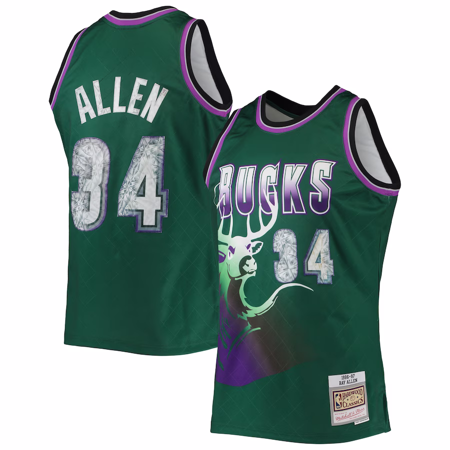 Camiseta Diamond 75º aniversario NBA Hardwood Classics Mitchell & Ness Milwaukee Bucks Ray Allen 1996/97