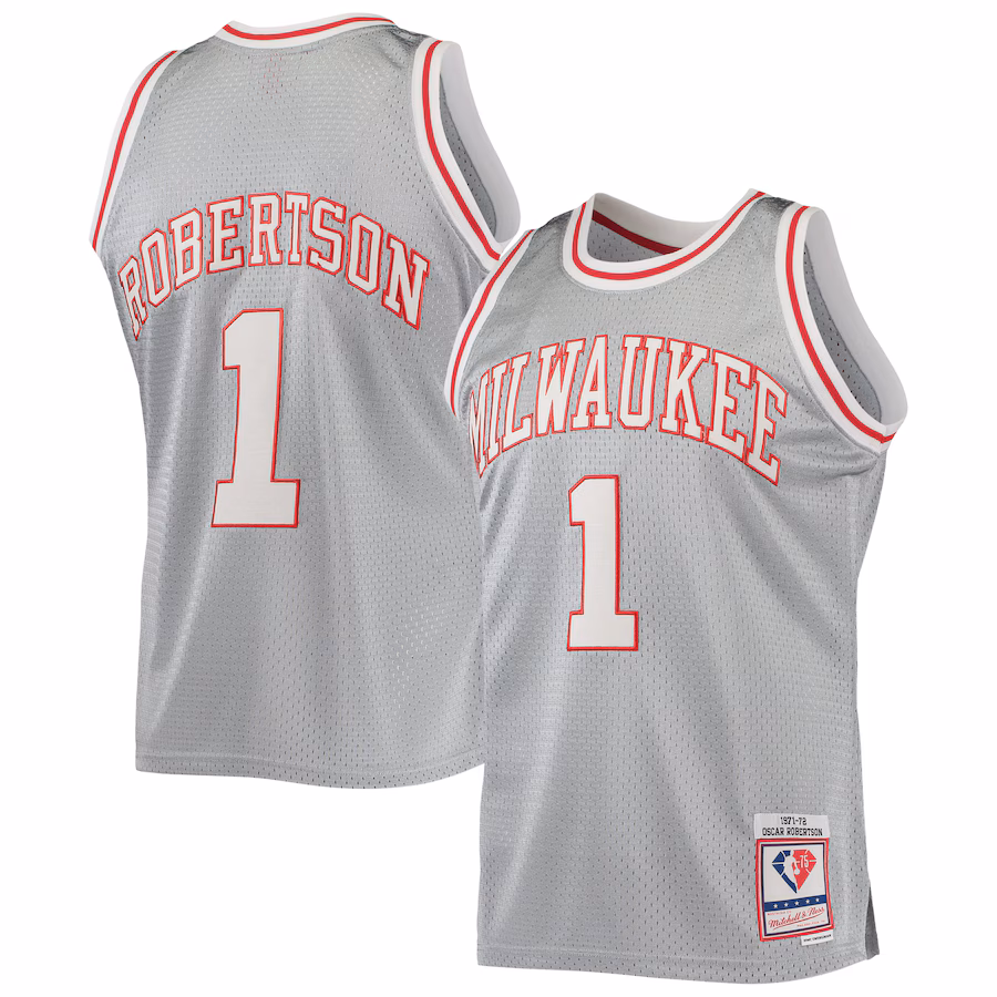 Camiseta Swingman Hardwood Classics 75º aniversario Mitchell & Ness Milwaukee Bucks Oscar Robertson 1971/72