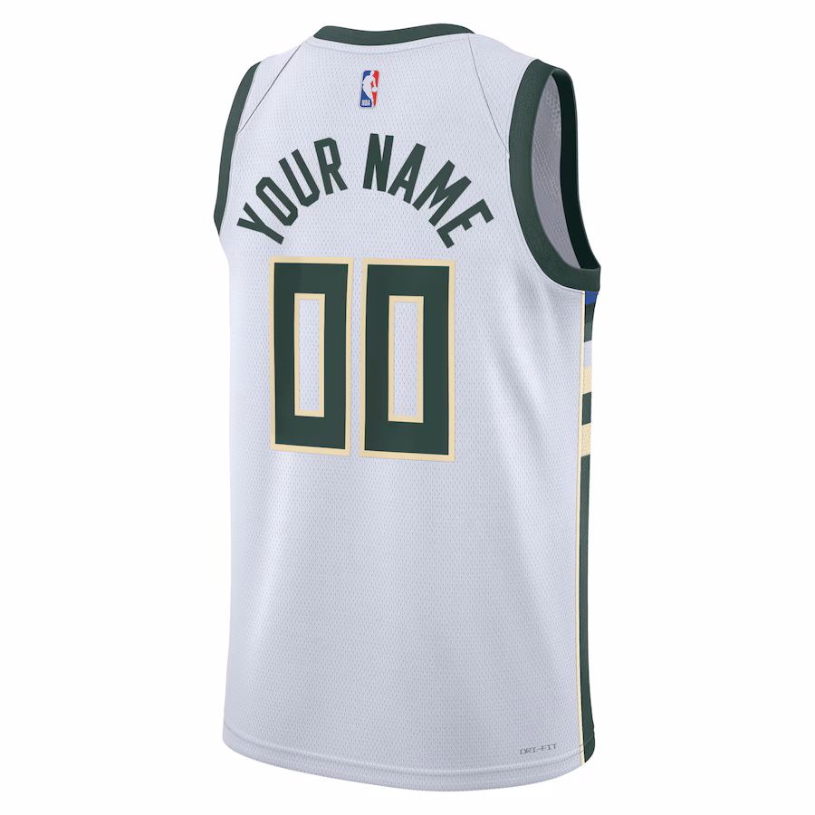 Milwaukee Bucks Unisex Swingman Personalisertes Trikot - Association-Edition - Weiß