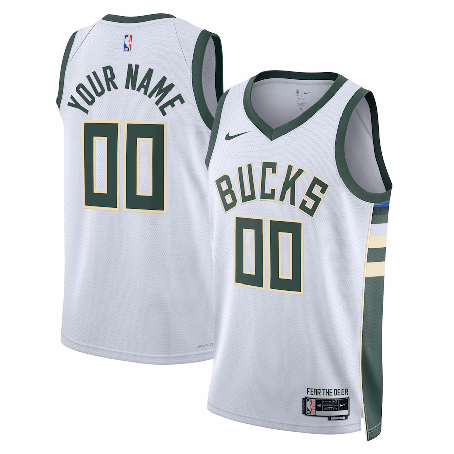 Milwaukee Bucks Camiseta personalizada Swingman unisex - Edición Asociación - Blanco