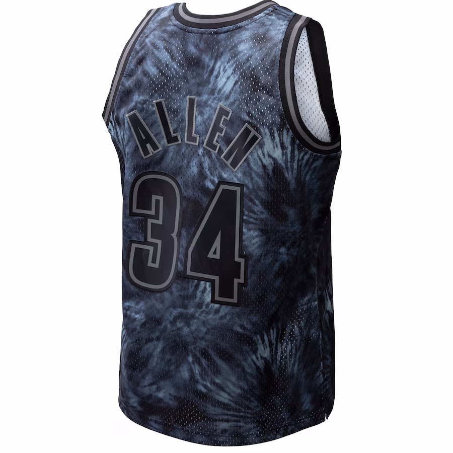 Ray Allen, Maglia Swingman Tie-Dye (Tintura a maniche in cerchietti) Hardwood Classics 1996/97 di Mitchell & Ness dei Milwaukee Bucks - Nero