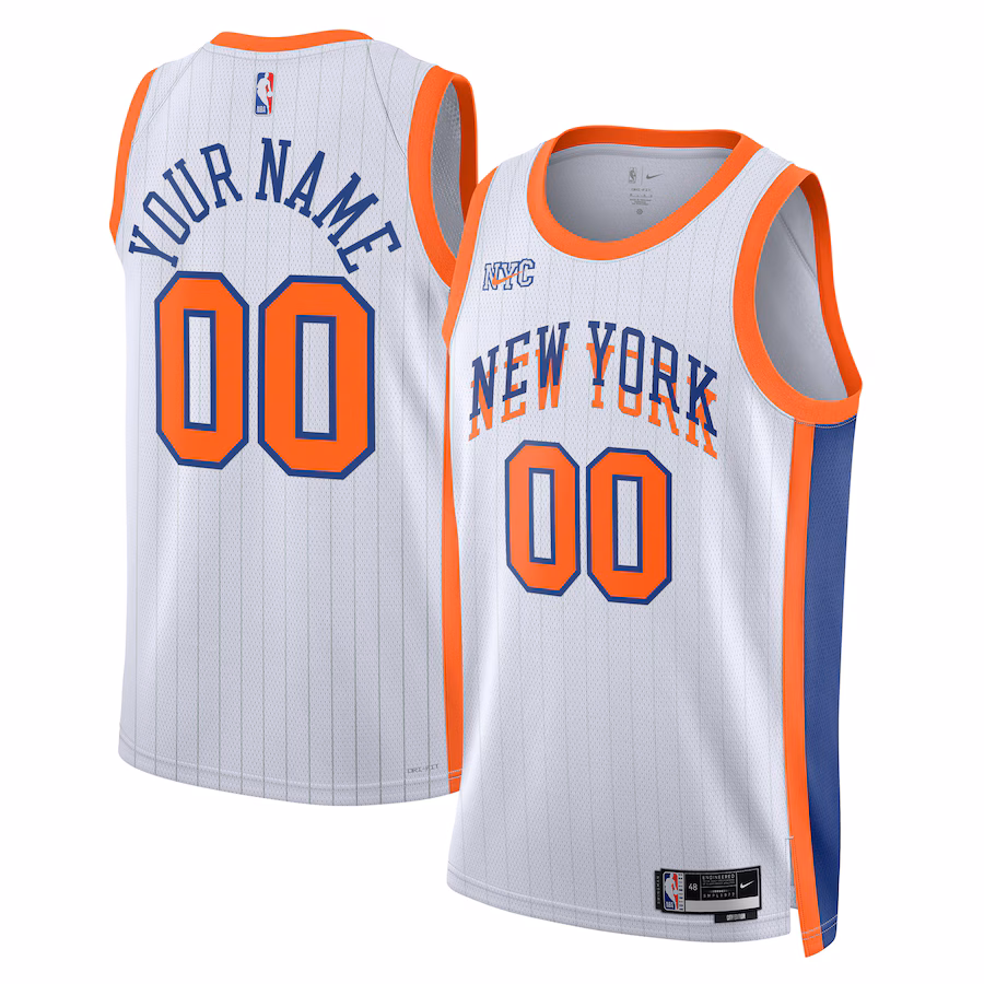 Maglia Swingman personalizzata neutra dei New York Knicks per la stagione 2024/2025 - Edizione Città, Bianco