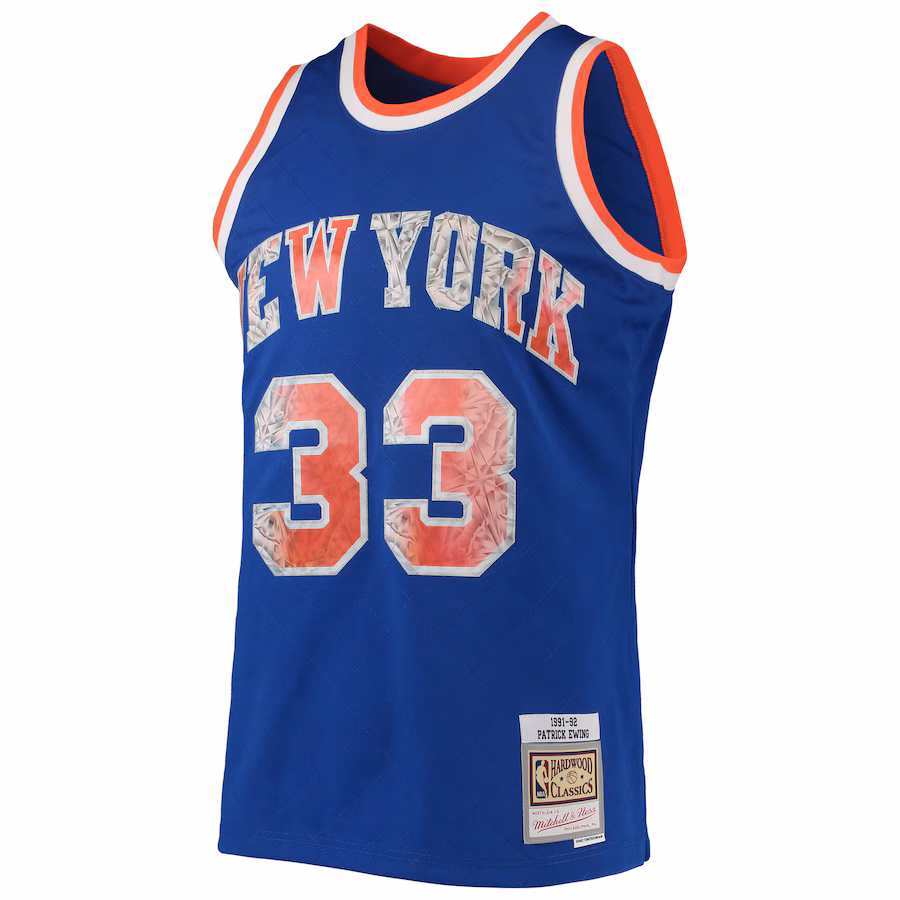 Patrick Ewing New York Knicks Mitchell & Ness Hardwood Classics 1991/92 NBA 75th Anniversary Diamond Jersey