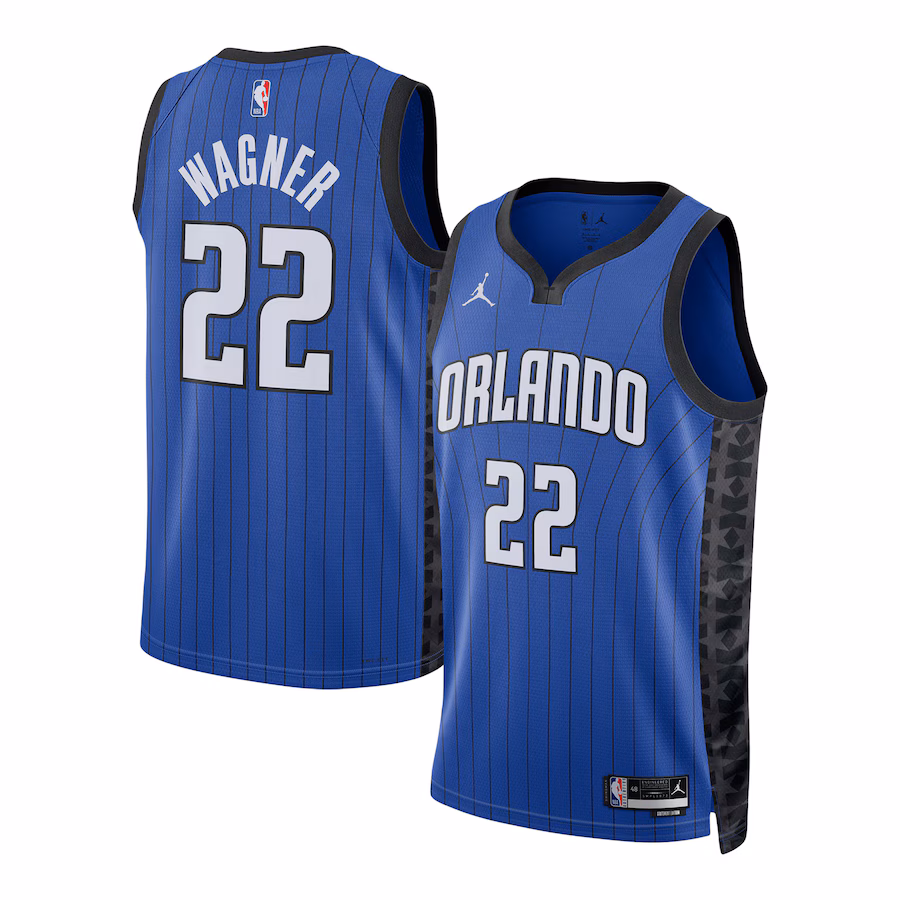 Franz Wagner, Maillot Swingman Unisexe de la marque Jordan des Orlando Magic - Édition Déclaration - Bleu