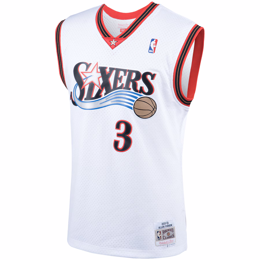 Allen Iverson Philadelphia 76ers Mitchell & Ness Maglia Swingman delle Classiche Hardwood - Bianco