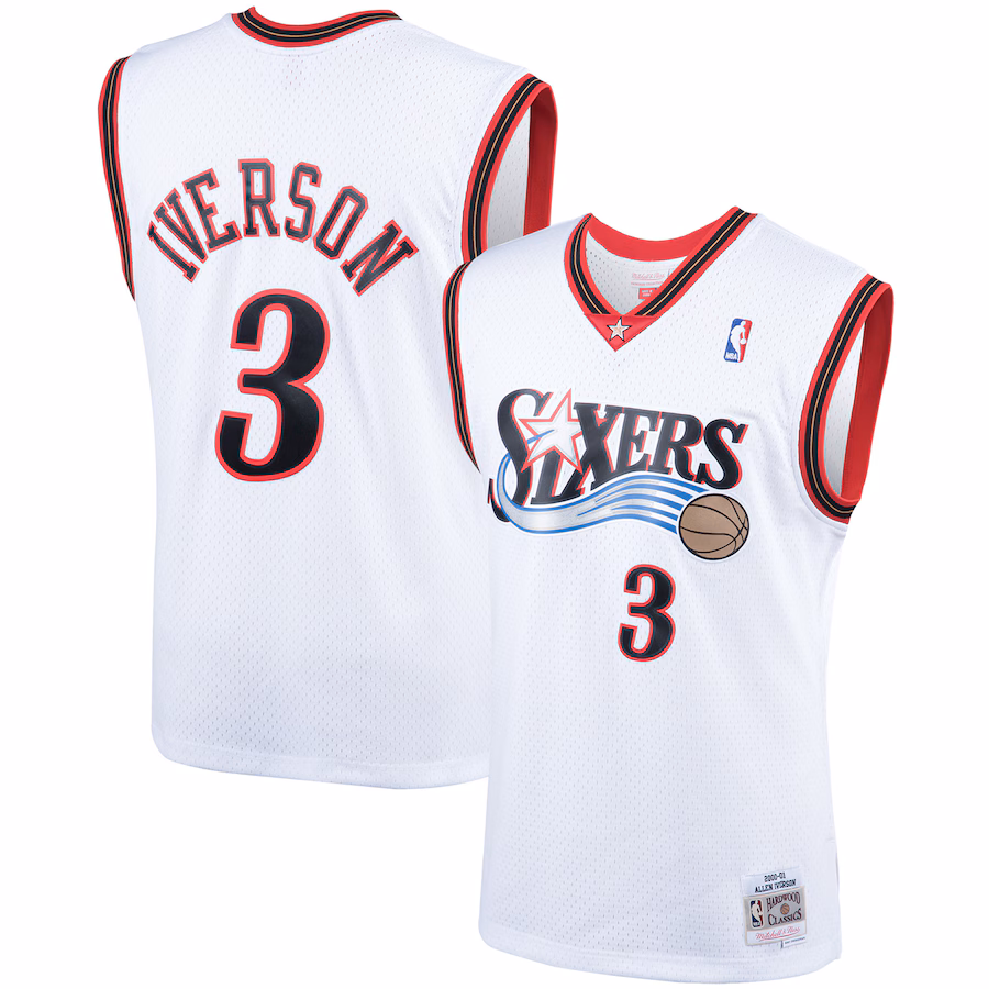 Allen Iverson Philadelphia 76ers Mitchell & Ness Maglia Swingman delle Classiche Hardwood - Bianco